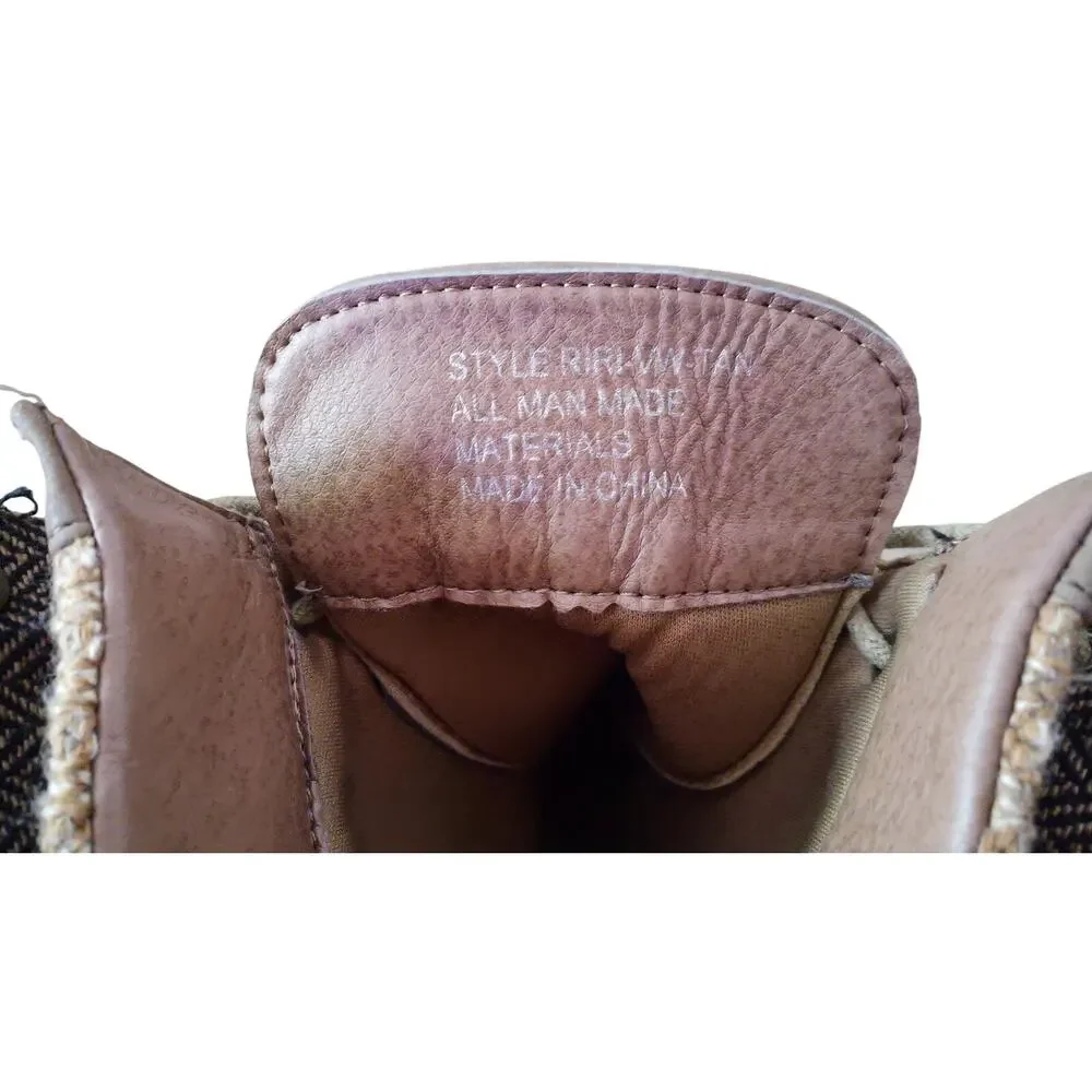 Ashley Blue RiRi Tan Vegan Ankle Boots‎ Women’s Size 11 Lace Up Booties Lace up